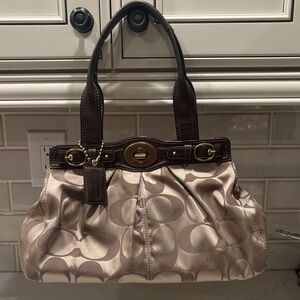 Coach Elegant Brown and Cream Designer Handbag